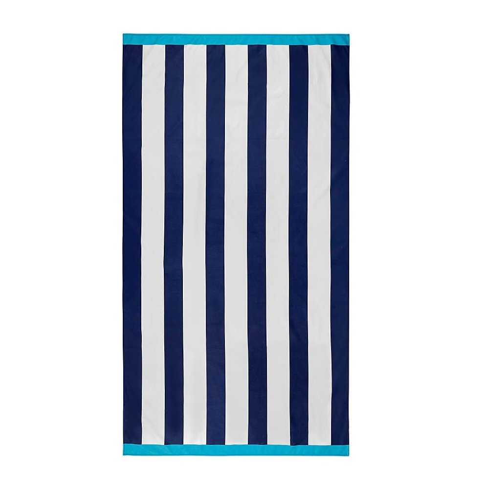 Set of 2~ H for Happy Sand Free Cotton Beach Towel Navy Blue